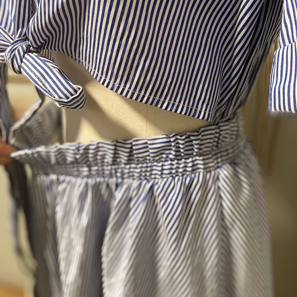 HP3/8 Striped Button Down Dress w/ Cutout at Waist - Picture 4 of 8